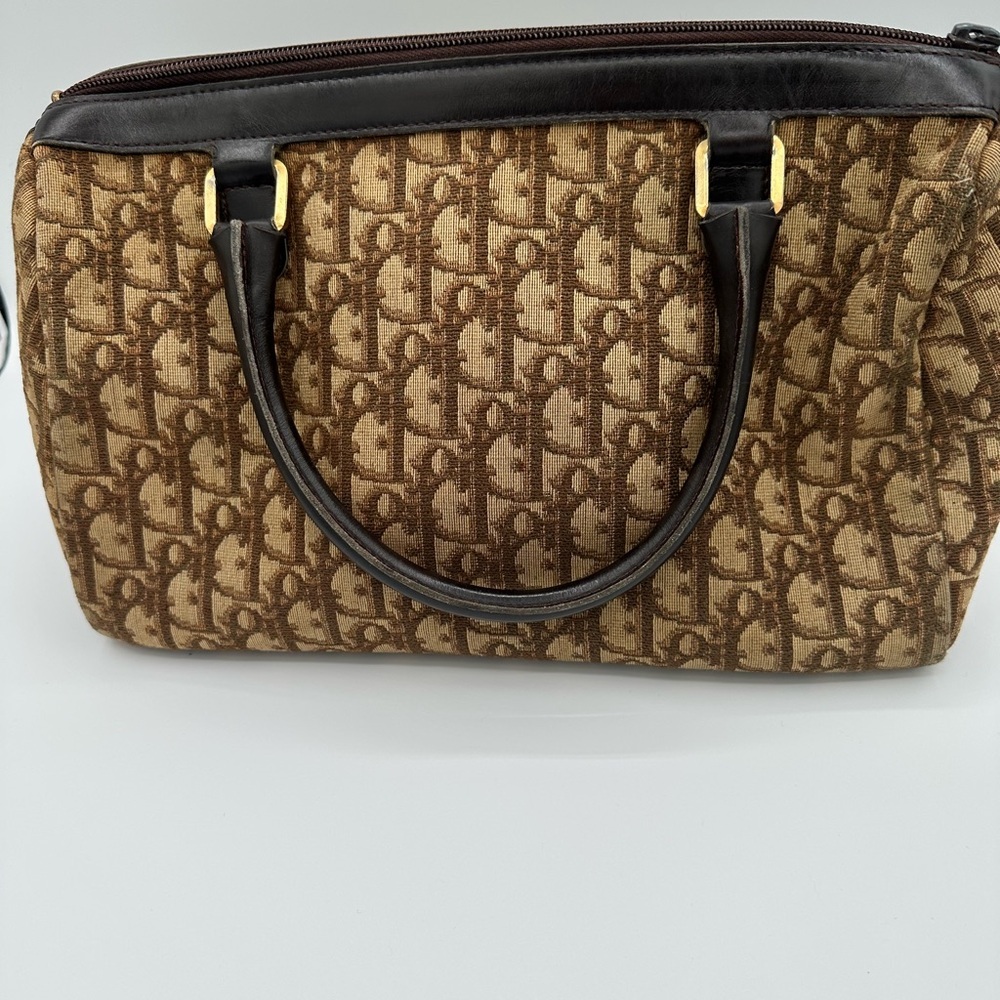 Vintage Christian Dior Trotter Monogram Top-Handle Bag | Y2K Brown Dior Bag - Picture 4 of 6